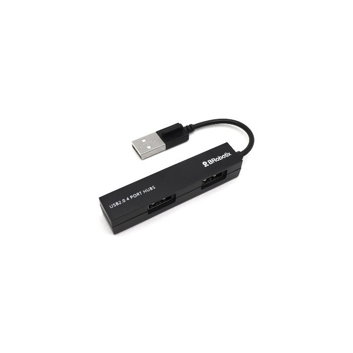 Hub USB V2.0, Compacto, 4 Puertos, Negro  BROBOTIX 497677