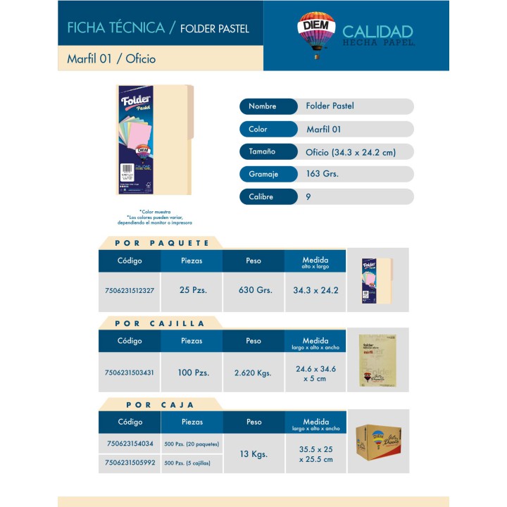 Folder tamaño Oficio DIEM MF01OC100