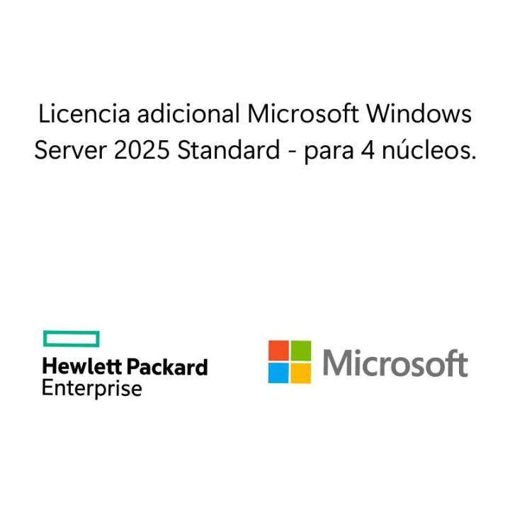Sistema Operativo  Hewlett Packard Enterprise Licencia adicional Microsoft Windows Server 2025 Standard 4 núcleos
