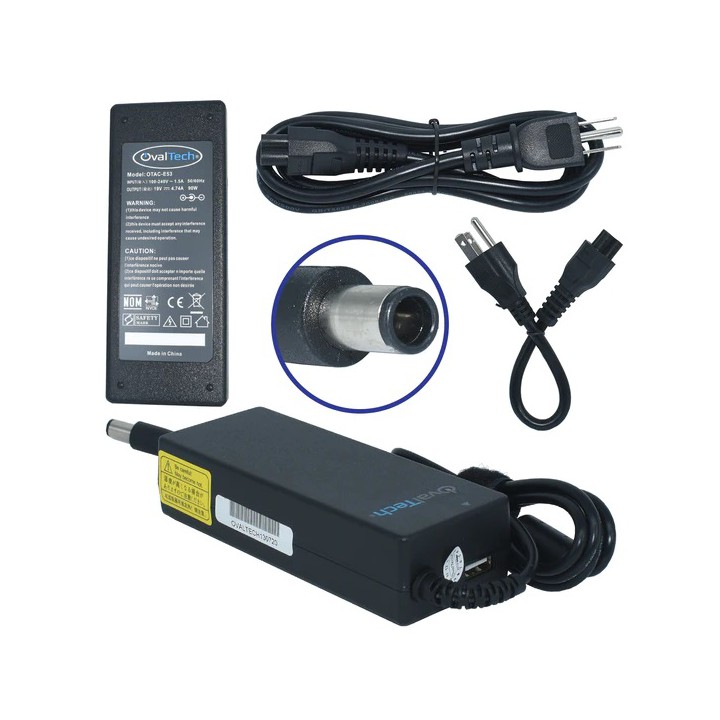 Adaptador para Computadora Portatil  OVALTECH 19V/4.74AH puerto USB para CQ42
